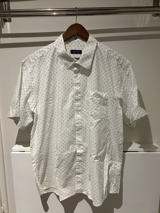 Other - Nautica White Blue Print Short Sleeve Button-Up Shirt XXL